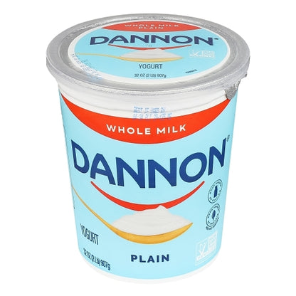 Dannon All Natural Whole Milk Plain Yogurt, 6 x 32 oz Case - Cheese & Dairy