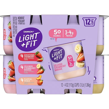 Light & Fit Nonfat 4 Strawberry, 4 Strawberry Banana, and 4 Peach Yogurt, 4 x 48 oz Case - DOT product image 5