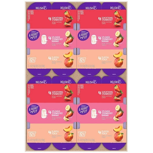 Light & Fit Nonfat 4 Strawberry, 4 Strawberry Banana, and 4 Peach Yogurt, 4 x 48 oz Case - DOT product image 8