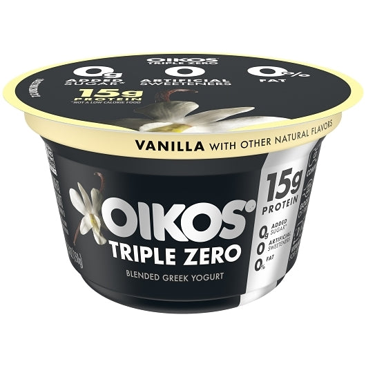 Oikos Triple Zero Nonfat Vanilla Blended Greek Yogurt, 12 x 5.3 oz Case - DOT product image 6