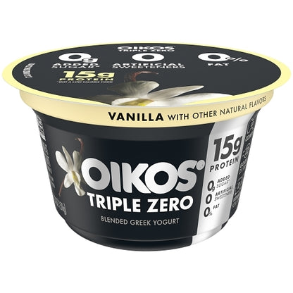 Oikos Triple Zero Nonfat Vanilla Blended Greek Yogurt, 12 x 5.3 oz Case - DOT product image 6