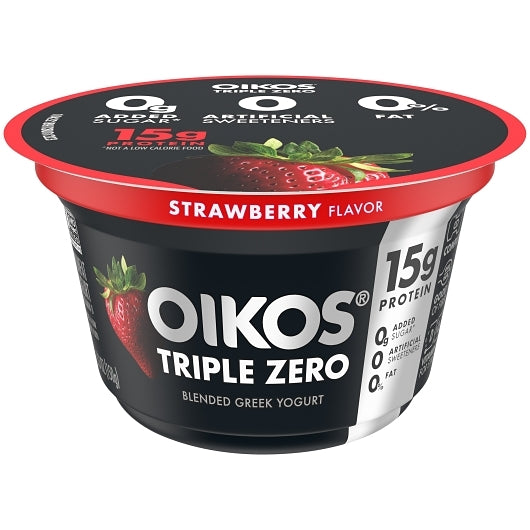 Oikos Triple Zero Nonfat Strawberry Blended Greek Yogurt, 12 x 5.3 oz Case - DOT product image 5