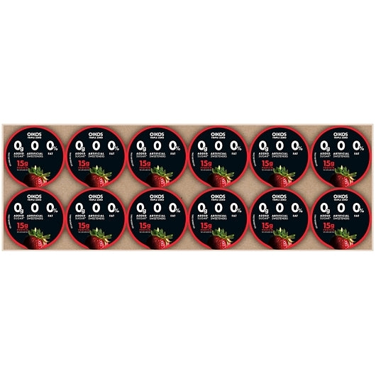 Oikos Triple Zero Nonfat Strawberry Blended Greek Yogurt, 12 x 5.3 oz Case - DOT product image 8