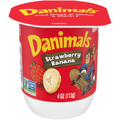 Danimals Nonfat Strawberry Banana Yogurt, 48 x 4 oz Case - Cheese & Dairy