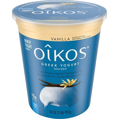 Oikos 0% Fat Greek Vanilla Yogurt, 6 x 32 oz Case - DOT product image 5