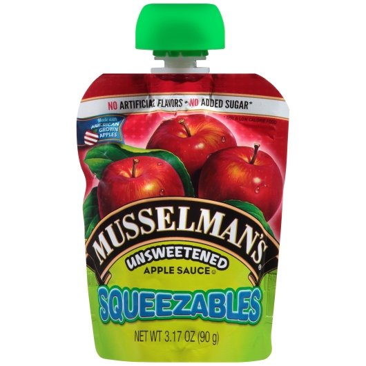 Musselman's Squeezable Unsweetened Applesauce, 48 x 3.17 oz Case - Fruit & Sides