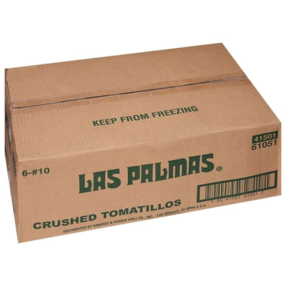 Las Palmas Crushed Tomatillos, 6 x 102 oz Case - GS1 closed shipping case image