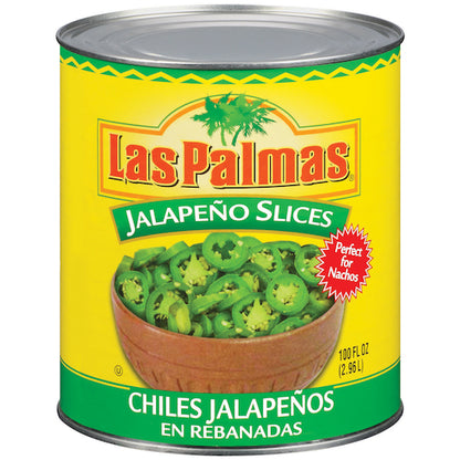 Las Palmas Sliced Jalapeno Peppers, 6 x 96 oz Case - Condiments & Sauces