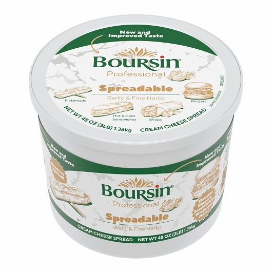 Boursin Culinary Garlic & Herb Cream Cheese Spread, 3 x 3 lb Case - Alternate product angle or state