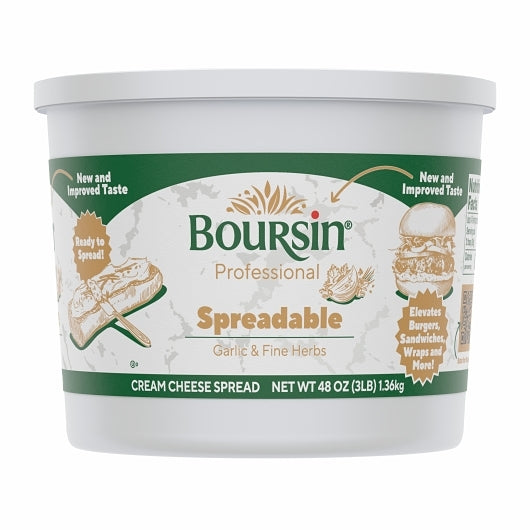 Boursin Culinary Garlic & Herb Cream Cheese Spread, 3 x 3 lb Case - Alternate product angle or state