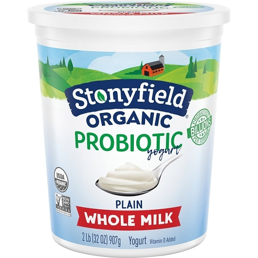 Stonyfield Farm Organic Whole Milk Plain Yogurt, 6 x 32 oz Case - DOT product image 2