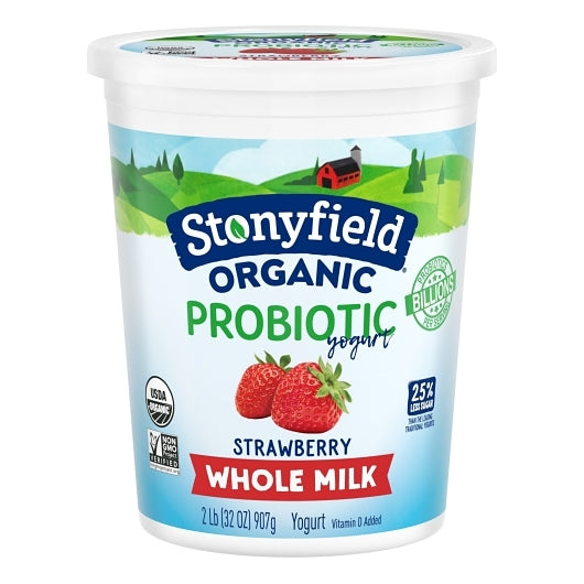 Stonyfield Farm Organic Whole Milk Strawberry Yogurt, 6 x 32 oz Case - DOT product image 2