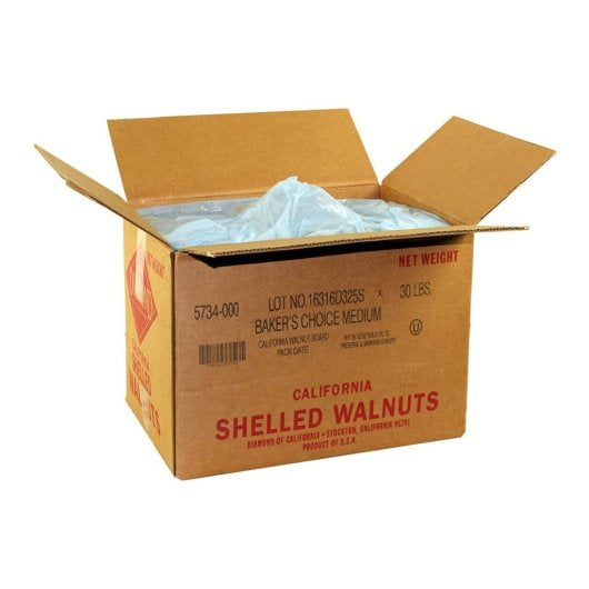 Diamond Bakers Choice Baker Choice Medium Walnut Pieces, 1 x 30 lb Case - Nuts & Seeds