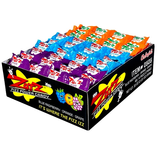 Zotz Blue Raspberry Orange Grape, 12 x 48 x 0.7 oz Case - Candy & Confections
