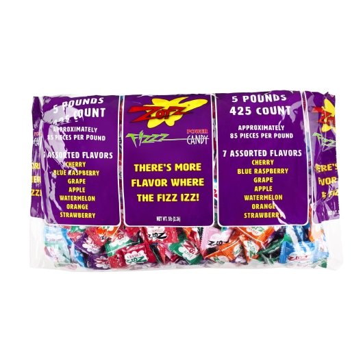 Zotz Assorted Candy Individually Wrapped Bulk, 3 x 5 lb Case - Alternate product angle or state