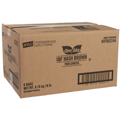 McCain Ore Ida Individual Quick Frozen Shredded Thin Hash Browns, 6 x 6 x 18 lb Case - DOT product image 6