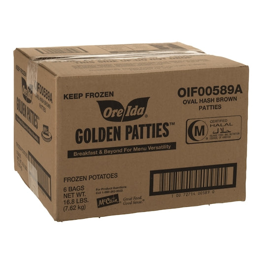 McCain Ore Ida Golden Patties Oval Hash Brown Patties, 6 x 6 x 16.88 lb Case - DOT product image 8