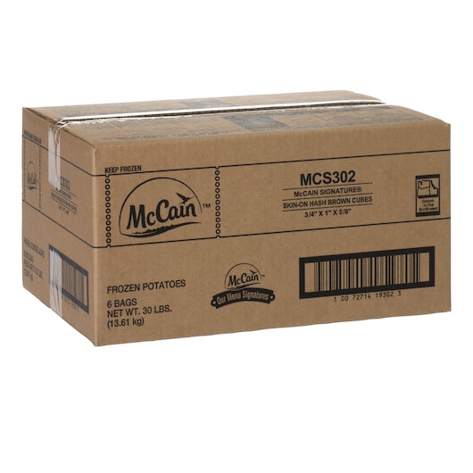 Mccain Signatures 3/4" x 1" x 5/8" Skin On Hashbrown Cubes, 6 x 6 x 30 lb Case - DOT product image 8