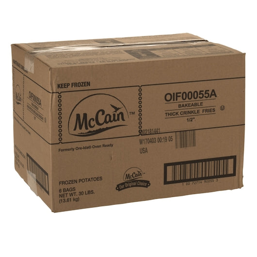 Mccain 1/2 Inch Thick Crinkle Cut French Fries, 6 x 6 x 30 lb Case - DOT product image 6