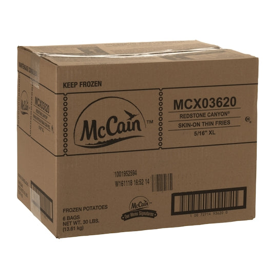 Mccain Redstone Canyon 5/16" Extra Long Seasoned Skin On Thin Fries, 6 x 6 x 30 lb Case - DOT product image 8