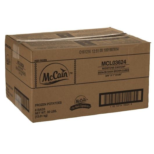 Mccain Redstone Canyon 3/4" x 1" x 5/8" Skin On Seasoned Hash Brown Cube, 6 x 6 x 30 lb Case - DOT product image 8