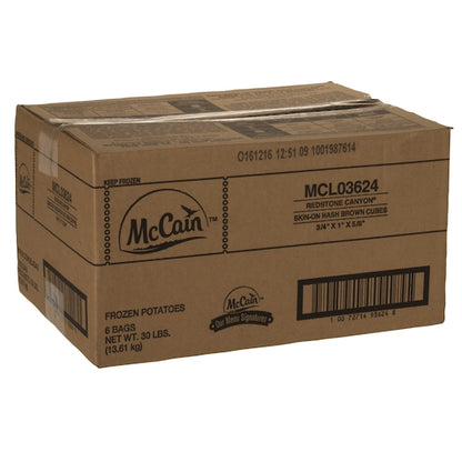 Mccain Redstone Canyon 3/4" x 1" x 5/8" Skin On Seasoned Hash Brown Cube, 6 x 6 x 30 lb Case - DOT product image 8