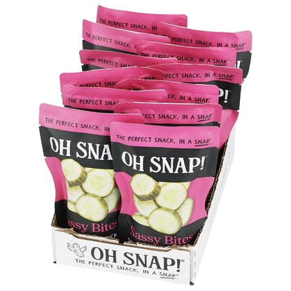 Oh Snap! Sassy Bites Pickle Chip Single Serve Pouch Pouches, 12 x 3.25 oz Case - GS1 open-case image