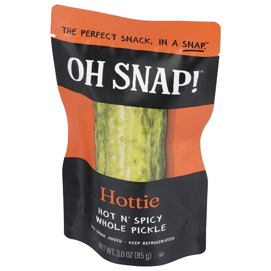 Oh Snap Hot Pickle Whole Single Serve Pouch Pouches, 12 x 3 oz Case - Condiments & Sauces