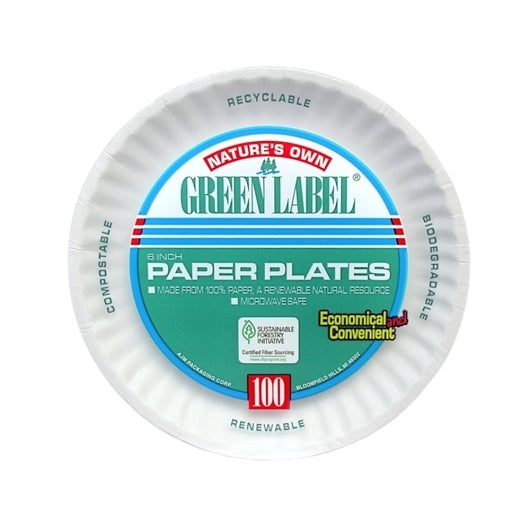 AJM Green Label 6 Inch Paper Plate, 10 x 100 ct Case - DOT product image 2