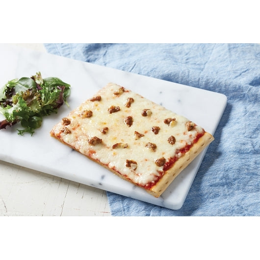 The MAX Whole Grain 4 Inch X 6 Inch Turkey Sausage Pizza, 1 x 96 x 4.56 oz Case - Prepared Foods