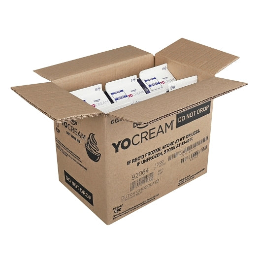 Yocream Premium Dutch Chocolate Frozen Low Fat Soft Serve Yogurt Mix, 6 x 64 oz Case - GS1 open-case image