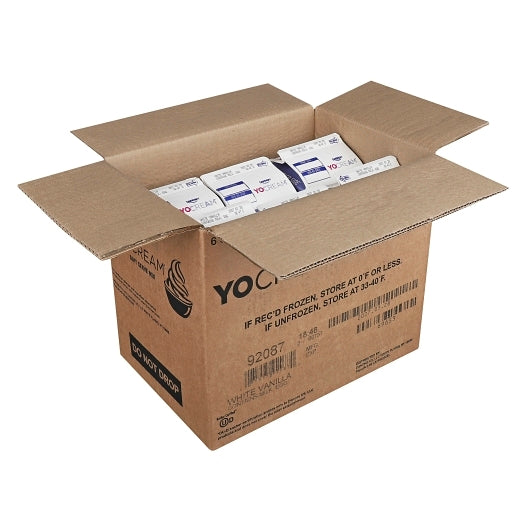 Yocream Premium White Vanilla Frozen Low Fat Soft Serve Yogurt Mix, 1 x 6 ct Case - GS1 open-case image