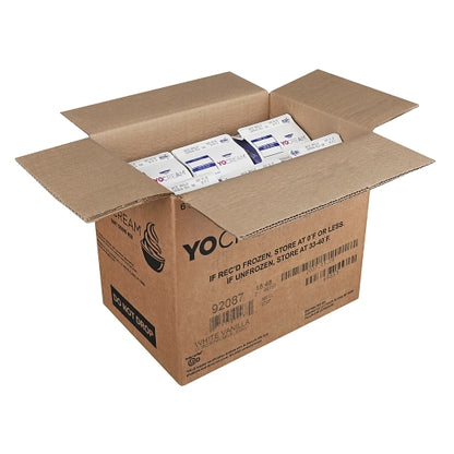 Yocream Premium White Vanilla Frozen Low Fat Soft Serve Yogurt Mix, 1 x 6 ct Case - GS1 open-case image