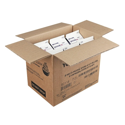 Yocream Yogurt Mix Premium Cable Car Dark Chocolate Frozen Nonfat Soft Serve Yogurt Mix, 6 x 64 oz Case - GS1 open-case image