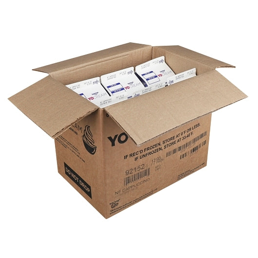 Yocream Premium Cappuccino Frozen Nonfat Soft Serve Yogurt Mix, 6 x 64 oz Case - GS1 open-case image