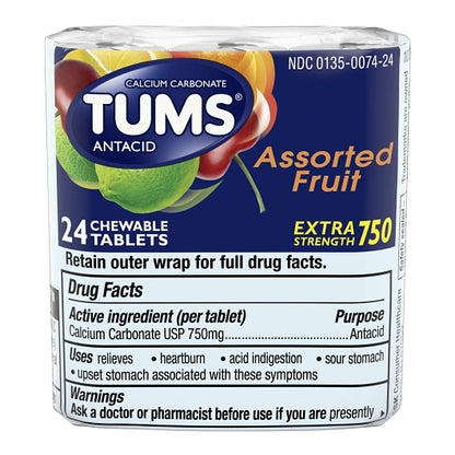 Tums Assorted Fruit Tablets, 6 x 12 x 24 each Case - Health & Personal Care