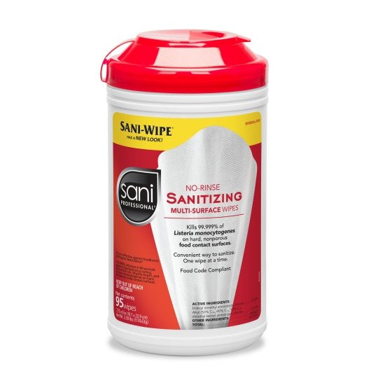Sani Professional Sanitizing Wipes 95 Count No Rinse, 6 x 95 ct Case - Cleaners & Sanitizers
