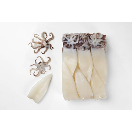 Panapesca Squid, Loligo, Raw, Frozen, Fully Cleaned, Various, Tubes & Tentacles, 4"-6", 4 x 2.5 lb Case - DOT product image 6