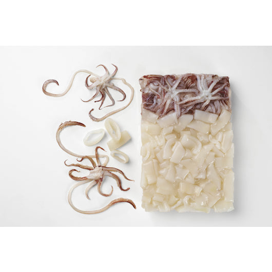 Panapesca Squid, Loligo, Raw, Frozen, Fully Cleaned, Various, Rings & Tentacles, 5/8" Cut, 4 x 2.5 lb Case - DOT product image 7
