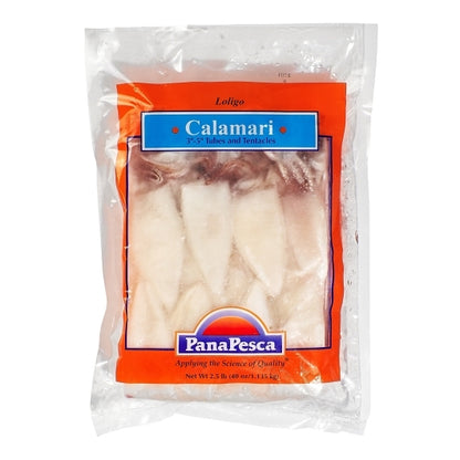 Pana Pesca Traditionally Squid, Loligo, Raw, Frozen, Traditionally Cleaned, Various, Tubes & Tentacles, 3"-5", 4 x 2.5