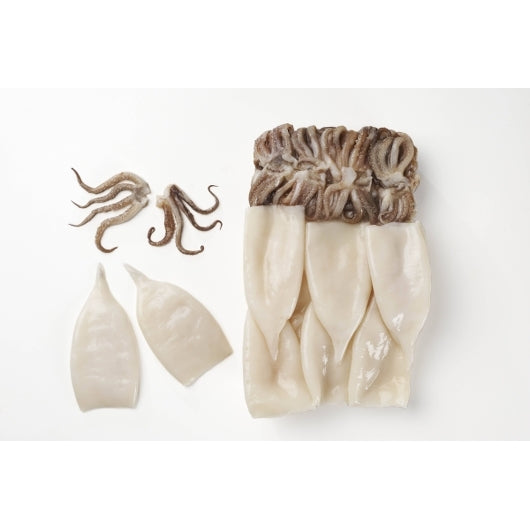 Pana Pesca Fully Squid, Illex/Arrow, Raw, Frozen, Fully Cleaned, Various, Tubes & Tentacles, 3"-5", 4 x 2.5 lb Case - DOT product image 6