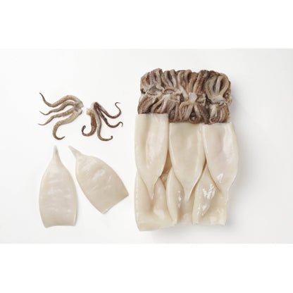 Pana Pesca Fully Squid, Illex/Arrow, Raw, Frozen, Fully Cleaned, Various, Tubes & Tentacles, 3"-5", 4 x 2.5 lb Case - DOT product image 6
