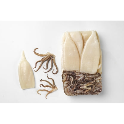 Pana Pesca Fully Squid, Illex/Arrow, Raw, Frozen, Fully Cleaned, Various, Tubes & Tentacles, 5"-8", 4 x 2.5 lb Case - DOT product image 6