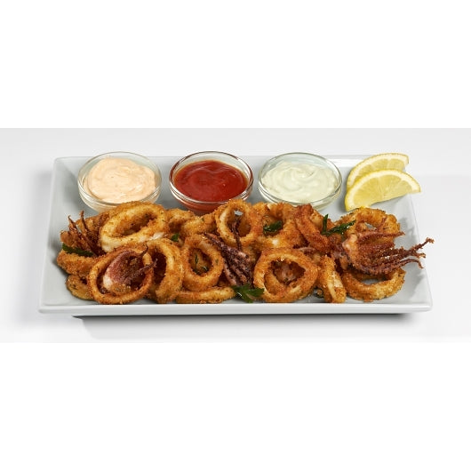 Pana Pesca Fully Squid, Illex/Arrow, Raw, Frozen, Fully Cleaned, Various, Rings & Tentacles, 5/8" Cut, 4 x 2.5 lb Case - DOT product image 3