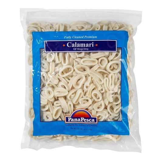 Pana Pesca Fully Squid, Illex/Arrow, Raw, Frozen, Fully Cleaned, Various, Iqf Rings Only, 5/8" Cut, 2 x 5 lb Case