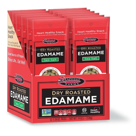 Seapoint Farms Dry Roasted Lightly Salted Edamame, 12 x 12 x 1.58 oz Case - Snacks