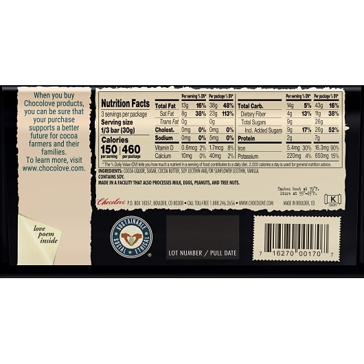 Chocolove Strong Dark Chocolate, 12 x 12 x 3.2 oz Case - DOT product image 7