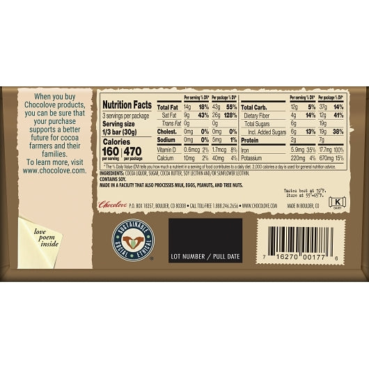 Chocolove Extra Strong Dark Chocolate Bar, 12 x 12 x 3.2 oz Case - DOT product image 6