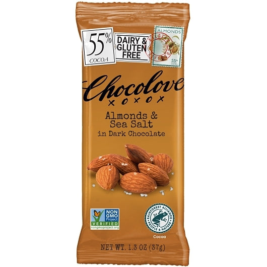 Chocolove Almonds & Sea Salt Dark Chocolate Bar, 12 x 12 x 1.3 oz Case - DOT product image 8
