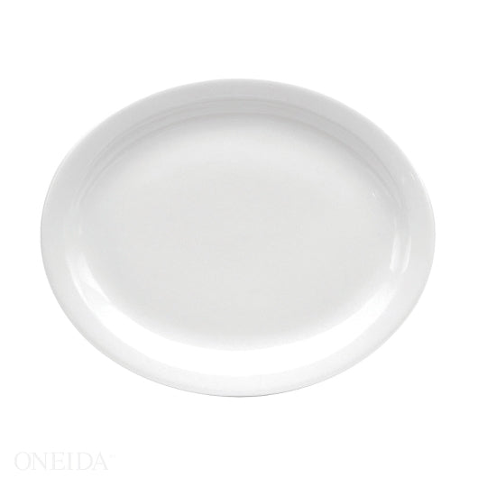 Oneida 13.25 Inch Buffalo Cream White Narrow Rim Platter, 1 x 12 each Case - Serving Trays Platters